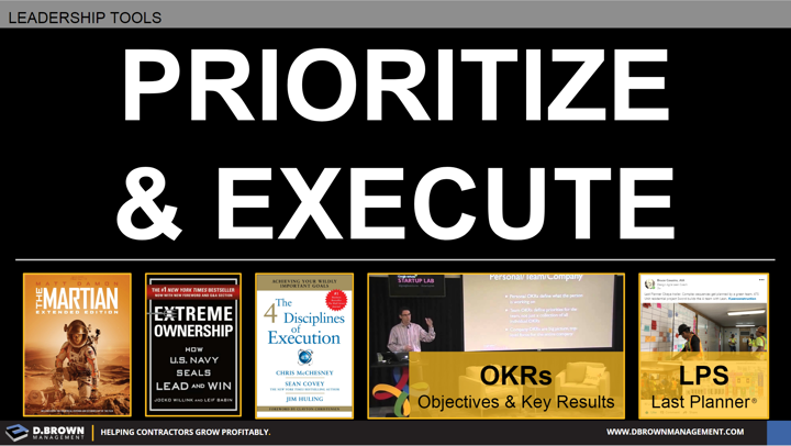 Leadership Tools: Prioritize and Execute. Books: The Martian by Andy Weir, Extreme Ownership by Jocko Willink and Leif Babin, The 4 Disciplines of Execution by Chris McChesney, Sean Covey and Jim Huling.